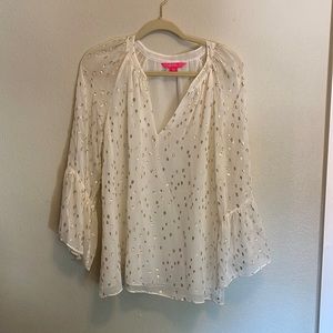 Lilly Pulitzer ivory and gold dot top